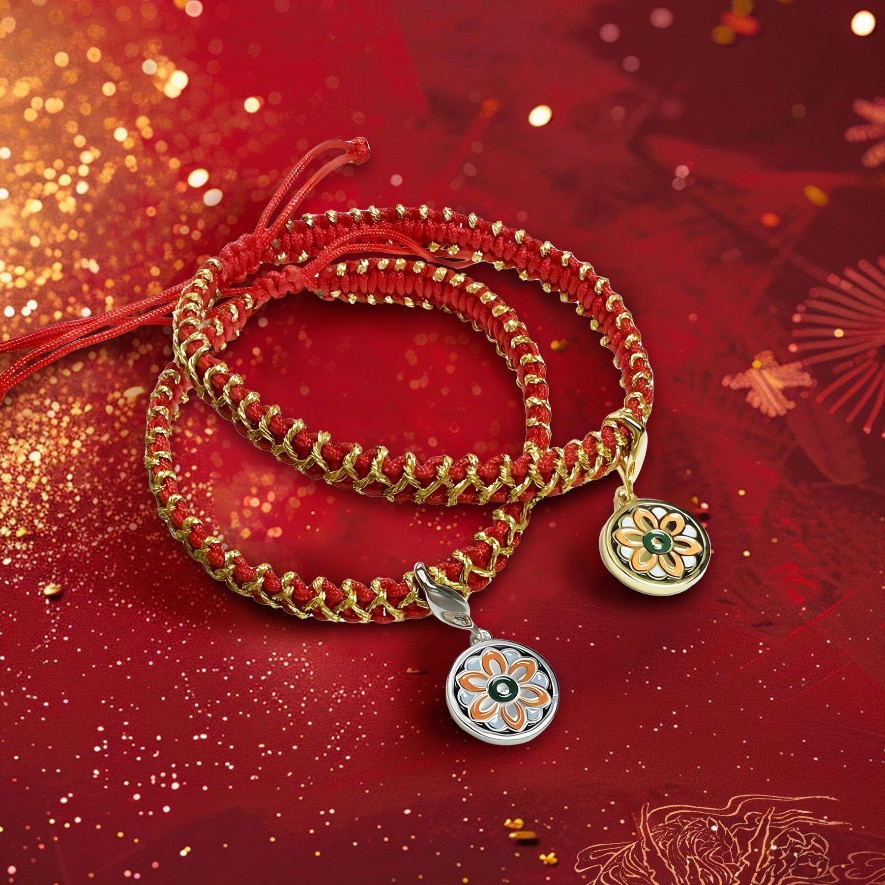Lotus Blessing Bracelet (Gold Pendant)