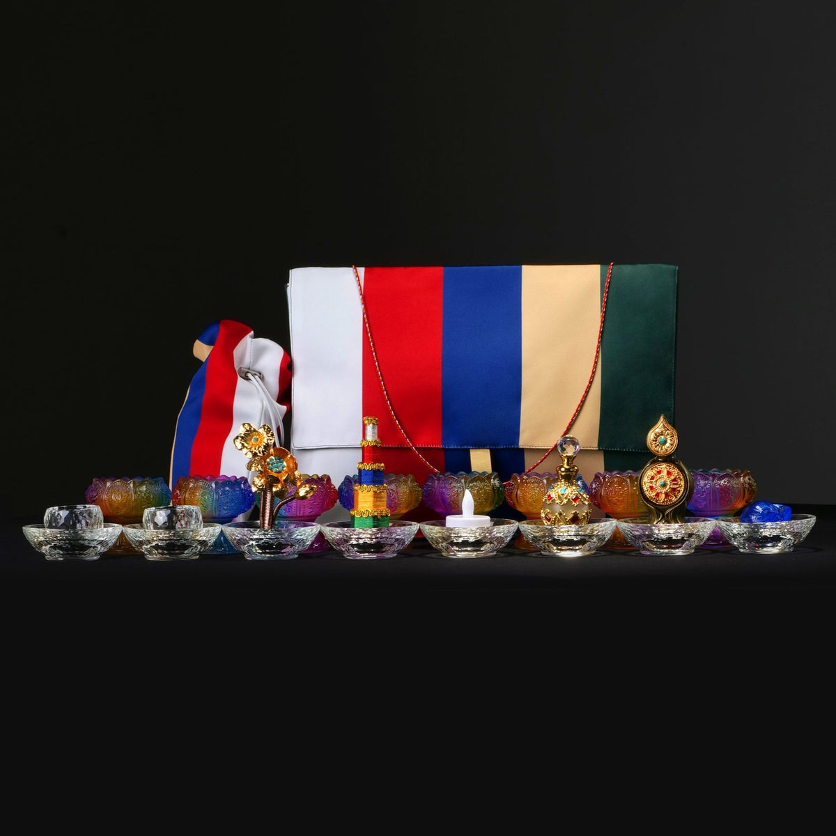 吉祥八宝琉璃供水B2套装|Crystal Auspicious Eight Offerings Set B2